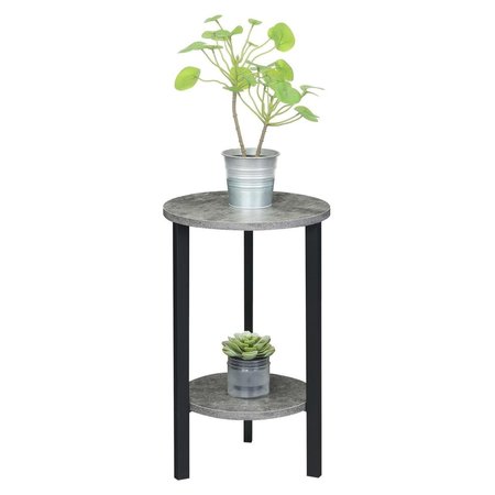 PIPERS PIT 24 in. Graystone 2 Tier Plant Stand, Cement & Black PI2540536